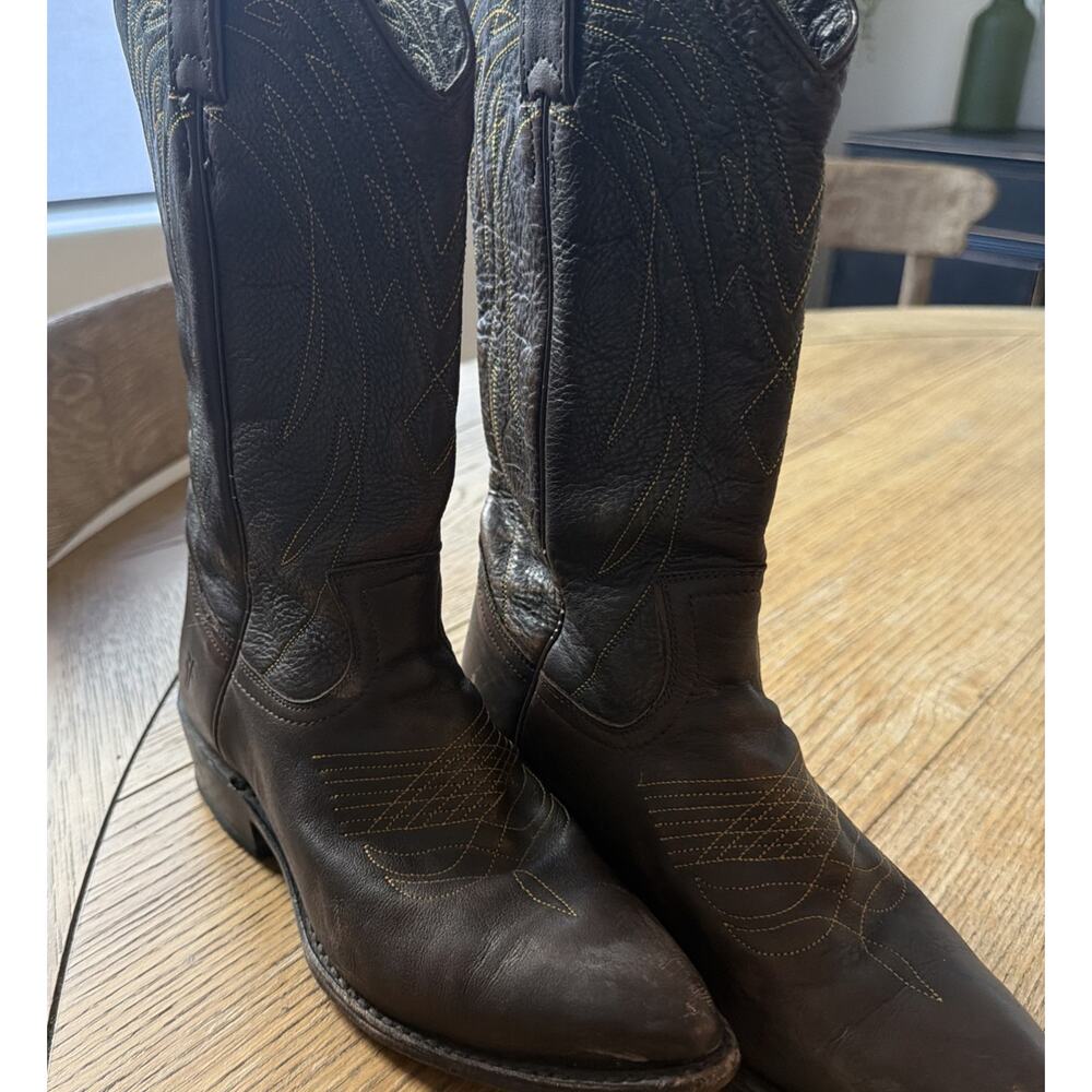 Frye VTG Billy Stitch Cowgirl Boots 8 B Brown Pointed Toe‎ Western Riding Cowboy